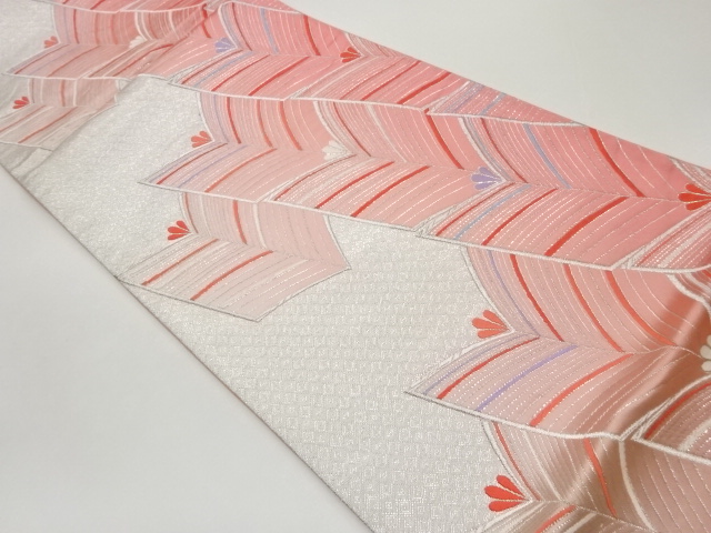 佐賀錦斜め縞に若松模様織出し袋帯